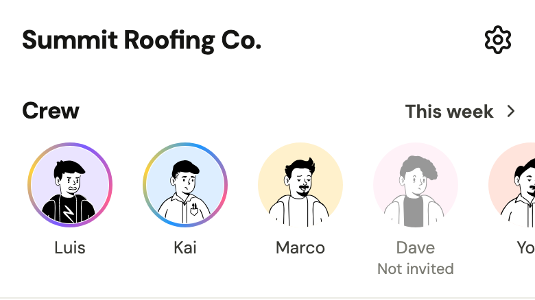 The faces at the top of Home, two of them with a colored ring.
