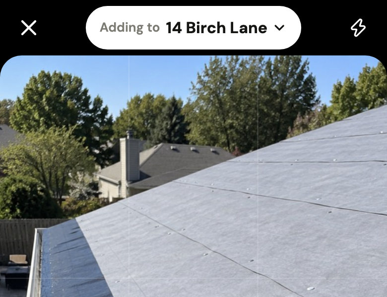 The camera, with Adding to 14 Birch Lane at the top.